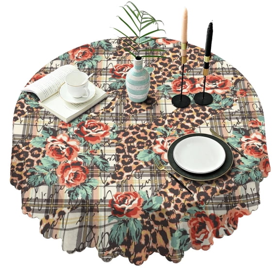 Round Tablecloth 60x60 Inch Round flower Table Cover for Spring Summer Party Picnic Dinner