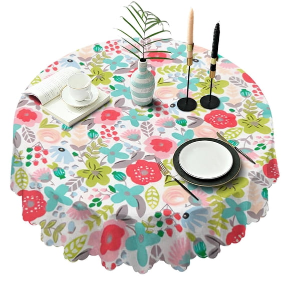 Round Tablecloth 60x60 Inch flower Table Cover Round Spring Summer for Party Picnic Dinner
