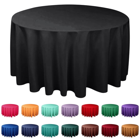 Round Tablecloth 63 Inch Round, Stain and Wrinkle Resistant Fitable Table Cloth Reusable and Washable Polyester Fabric Table Covers for Party, Wedding and Banquet Decoration Dark Blue 2