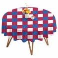 thumbnail image 1 of Round Tablecloth Abstract Modern Waterproof Oil Proof Polyester Table Cloth Cover Decor for Home Dining Outdoor,Patio,Parties, 54" Dia. 4th of July Flag Checkered Red Navy Blue White, 1 of 9