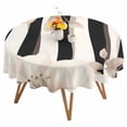 thumbnail image 1 of Round Tablecloth Abstract Vintage Waterproof Oil Proof Polyester Table Cloth Cover Decor for Home Dining Outdoor,Patio,Parties, 60" Dia. Zebra Texture Pattern Flowers Black White, 1 of 9