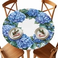 thumbnail image 1 of Round Tablecloth Blue Hydrangea Elastic Edge Fitted Watercolor Floral Plastic Table Cover,Waterproof Oil Proof for Dinner,Outdoor, Picnic, 45"- 54" DIA Tables, 1 of 9
