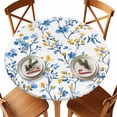 thumbnail image 1 of Round Tablecloth Blue Yellow Florl Print Elastic Edge Fitted Rustic Wild Flowers Pattern Plastic Table Cover,Waterproof Oil Proof for Dinner,Outdoor, Picnic, 55"- 60" DIA Tables, 1 of 9