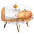 thumbnail image 1 of Round Tablecloth Boho Pumpkins Fall Thanksgiving Waterproof Oil Proof Polyester Table Cloth Cover Decor for Home Dining Outdoor,Patio,Parties, 54" Dia. Orange Stripe White, 1 of 9