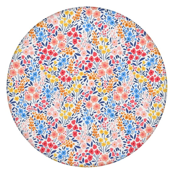 Round Tablecloth Boho Style Waterproof Oxford Fabric Elastic Fit Fits 45-52", Great for Camping, Patio, and Indoor Dining