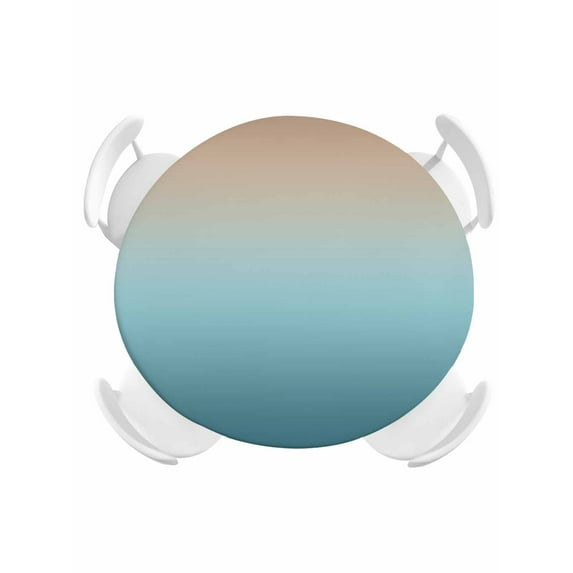 Round Tablecloth Brown Turquoise Gradient Elastic Edge Fitted Abstract Watercolor Plastic Table Cover,Waterproof Oil Proof for Dinner,Outdoor, Picnic, 36" - 44"&nbsp; DIA Tables