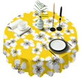 thumbnail image 1 of Round Tablecloth Celebrations Cover 60 Inch Polyester Waterproof Stain Wrinkle Free flower for Dining, 1 of 5