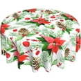 thumbnail image 1 of Round Tablecloth Christmas 60 Inch Winter Watercolor Floral Plant Print Xmas Red Green Decorative Table Cloth with Dust-Proof Wrinkle Resistant Decor for Home Kitchen Dining Room Outdoor Patio, 1 of 6