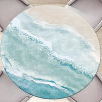 Round Tablecloth Coastal Beach Round Fitted Tablecloth with Elastic Outdoor Table Cover Fitted Tablecloths for Tables Waterproof Reusable TableCloths for Indoor and Outdoor (36''''-44'''')