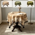 thumbnail image 1 of Round Tablecloth Coffee Table Cover Desktop Decor Bedroom Living Room Stain Resistant Decorative Cotton Linen Fabric Washable Dining Kitchen, 1 of 7