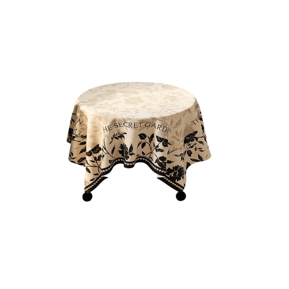 Round Tablecloth Coffee Table Cover, Desktop Decor Tablecloth, Stain Resistant Polyester Fabric Table Cover for Living Room and Bedroom, Durable Well-Tailored Layout with Natural Draping Effect