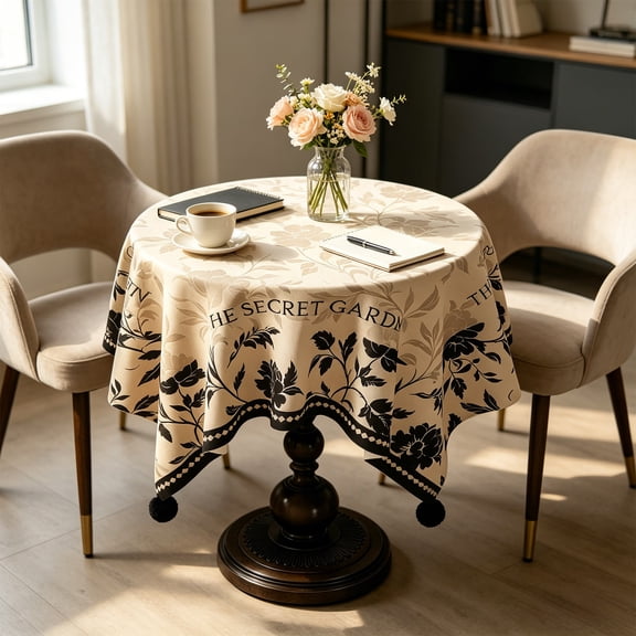 Round Tablecloth, Coffee Table Cover for Bedroom Living Room Decor