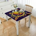 thumbnail image 1 of Round Tablecloth, Colorful Planets Cartoon with Sun Solar System Themed Illustration, Circle Table Cloth Cover for Dining Room Kitchen Decoration, Indigo and Multicolor, 1 of 7