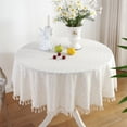 thumbnail image 1 of Round Tablecloth Cotton Table Cloth with Tassel Dust-Proof Floret Circular Table Cover for Kitchen Dinning Room Tabletop Decor (B,Diameter 100cm), 1 of 6