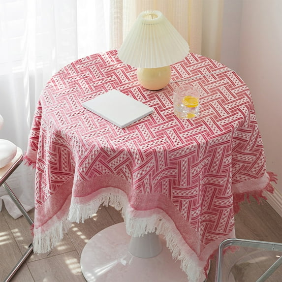 Round Tablecloth Cottons Yarn Tassel Decorative Coffee Table Cover Cloth Table Cover Cloth Tablecloth Party