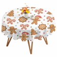 thumbnail image 1 of Round Tablecloth Cute Christmas Pattern Waterproof Oil Proof Polyester Table Cloth Cover Decor for Home Dining Outdoor,Patio,Parties, 54" Dia. Gingerbread Man Cane Candy Xmas Tree, 1 of 9