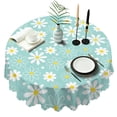 thumbnail image 1 of Round Tablecloth Daisy 60 Inch Wrinkle Free Table Cover Floral Print Dining Kitchen, 1 of 5