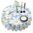 thumbnail image 1 of Round Tablecloth Daisy Floral 60 Inch Wrinkle Free Table Cover Dining Kitchen, 1 of 5