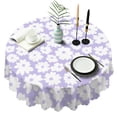 thumbnail image 1 of Round Tablecloth Daisy Floral 60 Inch Wrinkle Resistant Table Cover for Kitchen Dining, 1 of 5