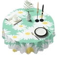 thumbnail image 1 of Round Tablecloth Daisy Floral Print 60 Inch Wrinkle Free Table Cover Kitchen Dining, 1 of 5