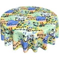 thumbnail image 1 of Round Tablecloth Design Happy Birthday Table Cloths Waterproof Table Cover for Wedding Party Dining Holiday Banquet, 1 of 6