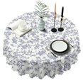 thumbnail image 1 of Round Tablecloth Dining Cover 60 Inch Polyester Waterproof Stain Wrinkle Free flower for Kitchen, 1 of 5
