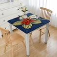 thumbnail image 1 of Round Tablecloth Durable Waterproof Wipeable Oil-Proof Plastic Table Cloth Cover 55 Inch Navy Blue + Cream, 1 of 7