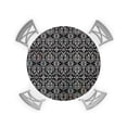 thumbnail image 1 of Round Tablecloth with Elastic Abstract Geometric Flowers Floral Black Texture Waterproof Stain-proof Table Cover Wipeable Fitted Table Cloths for 55"-60" Round Tables Dining Kitchen, 1 of 6