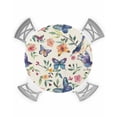 thumbnail image 1 of Round Tablecloth with Elastic Blue Birds Butterfly Flowers Leaves Pattern Waterproof Stain-proof Table Cover Wipeable Fitted Table Cloths for 36"-44" Round Tables Dining Kitchen, 1 of 6