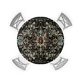 thumbnail image 1 of Round Tablecloth with Elastic Boho Vintage Black Flowers Leaves Waterproof Stain-proof Table Cover Wipeable Fitted Table Cloths for 55"-60" Round Tables Dining Kitchen, 1 of 6