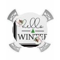 thumbnail image 1 of Round Tablecloth with Elastic Christmas Hello Winter Xmas Tree Black Line Waterproof Stain-proof Table Cover Wipeable Fitted Table Cloths for 55"-60" Round Tables Dining Kitchen Indoor Outdoor Use, 1 of 6