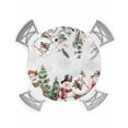 thumbnail image 1 of Round Tablecloth with Elastic Christmas Winter Snowman Xmas Tree Poinsettia Eucalyptus Waterproof Table Cover Wipeable Fitted Table Cloths for 36"-44" Round Tables Dining Kitchen Indoor Outdoor Use, 1 of 1