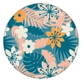 thumbnail image 1 of Round Tablecloth with Elastic Edge, Waterproof Vinyl Featuring Tropical Floral and Hawaiian Hibiscus Prints, Backed Non-Slip Table Cover Fits 44-50 Inch Round Tables, 1 of 7