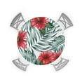thumbnail image 1 of Round Tablecloth with Elastic Flower Red Hibiscus Flower Green Plant Leaves Waterproof Stain-proof Table Cover Wipeable Fitted Table Cloths for 45"-54" Round Tables Dining Kitchen, 1 of 6
