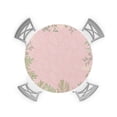 thumbnail image 1 of Round Tablecloth with Elastic Green Plant Branches Flower Pink Waterproof Stain-proof Table Cover Wipeable Fitted Table Cloths for 55"-60" Round Tables Dining Kitchen, 1 of 6