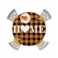 thumbnail image 1 of Round Tablecloth with Elastic Heart Home Sign Farm Rustic Orange Checked Plaid Waterproof Stain-proof Table Cover Wipeable Fitted Table Cloths for 55"-60" Round Tables Dining Kitchen, 1 of 6
