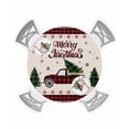 thumbnail image 1 of Round Tablecloth with Elastic Merry Christmas Red and Black Buffalo Plaid Truck with Tree Waterproof Table Cover Wipeable Fitted Table Cloths for 45"-54" Round Tables Dining Kitchen, 1 of 6