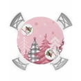 thumbnail image 1 of Round Tablecloth with Elastic Pink Christmas Tree Winter Snowflake Waterproof Stain-proof Table Cover Wipeable Fitted Table Cloths for 55"-60" Round Tables Dining Kitchen Indoor Outdoor Use, 1 of 6