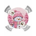 thumbnail image 1 of Round Tablecloth with Elastic Pink Snowman Christmas Tree Winter Snowflake Waterproof Stain-proof Table Cover Wipeable Fitted Table Cloths for 36"-44" Round Tables Dining Kitchen Indoor Outdoor Use, 1 of 6