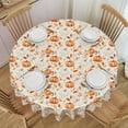 thumbnail image 1 of Round Tablecloth Fall Pumpkin Leaf Autumn 60 Inch Table Cover for Dining Polyester Cloth with Scalloped Edges Stain Resistance Kitchen Picnic Party Restaurant Decoration, 1 of 6