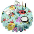 thumbnail image 1 of Round Tablecloth Family Cover 60 Inch Polyester Waterproof Stain Wrinkle Free flower for Kitchen, 1 of 5