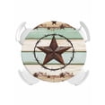 thumbnail image 1 of Round Tablecloth Farmhouse Vintage Elastic Edge Fitted Farm Star Bless Our Home Plastic Table Cover,Waterproof Oil Proof for Dinner,Outdoor, Picnic, 36" - 44"&nbsp; DIA Tables Brown Green, 1 of 6