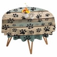 thumbnail image 1 of Round Tablecloth Farmhouse Vintage Waterproof Oil Proof Polyester Table Cloth Cover Decor for Home Dining Outdoor,Patio,Parties, 54" Dia. Pet Dog Paws Wood Texture Brown, 1 of 9