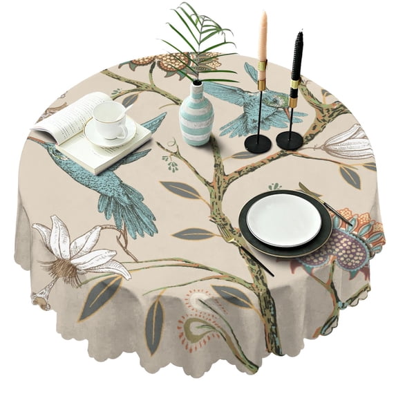 Round Tablecloth Featuring Paisley Pattern Water Repellent and Oil Proof Material Perfect for Daily Dining Use