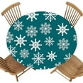 thumbnail image 1 of Round Tablecloth, Fitted Elastic Edge Design, Christmas Snowflakes Pattern Backdrop, Polyester Cover for Camping, Party Decor, Fit for Diameter 48.2"-52.1" Round Table, 1 of 4