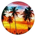 thumbnail image 1 of Round Tablecloth Fitted Elastic Table Cover with Vibrant Tropical Beach Sunset and Boho Prints, Waterproof Vinyl with Backing, Perfect for Indoor and Outdoor Dining, 1 of 3