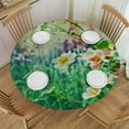 thumbnail image 1 of Round Tablecloth Fitted Table Cloth with Elastic Edge for Round Table, Floral Circular Table Cover Waterproof Wipeable, 1 of 8