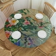 thumbnail image 1 of Round Tablecloth Fitted Table Cloth with Elastic Edge for Round Table, Watercolor Floral Circular Table Cover Waterproof Wipeable, 1 of 8