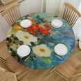 thumbnail image 1 of Round Tablecloth Fitted Table Cloth with Elastic Edge for Round Table, Watercolor Floral Circular Table Cover Waterproof Wipeable, 1 of 8
