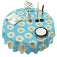 thumbnail image 1 of Round Tablecloth Floral 60 Inch Table Cover Daisy Print Wrinkle Free Kitchen Dining, 1 of 5